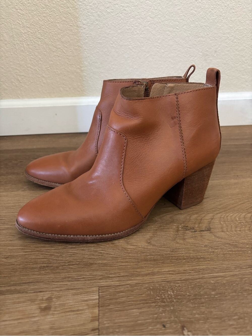 Madewell Leather Chelsea Block Heel Ankle Boots Brown 8.5